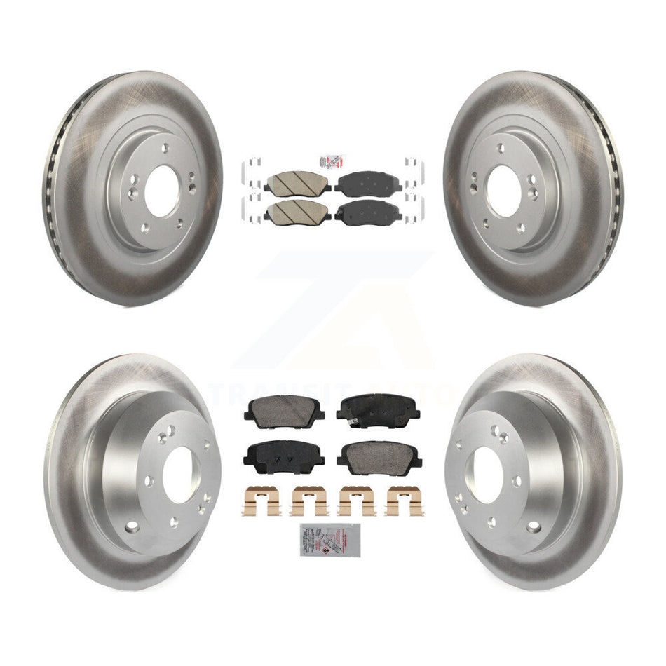 Front Rear Ceramic Pad Coated Disc Brake Rotor Kit For 2013-2016 Hyundai Santa Fe XL 3.3L KGA-105759