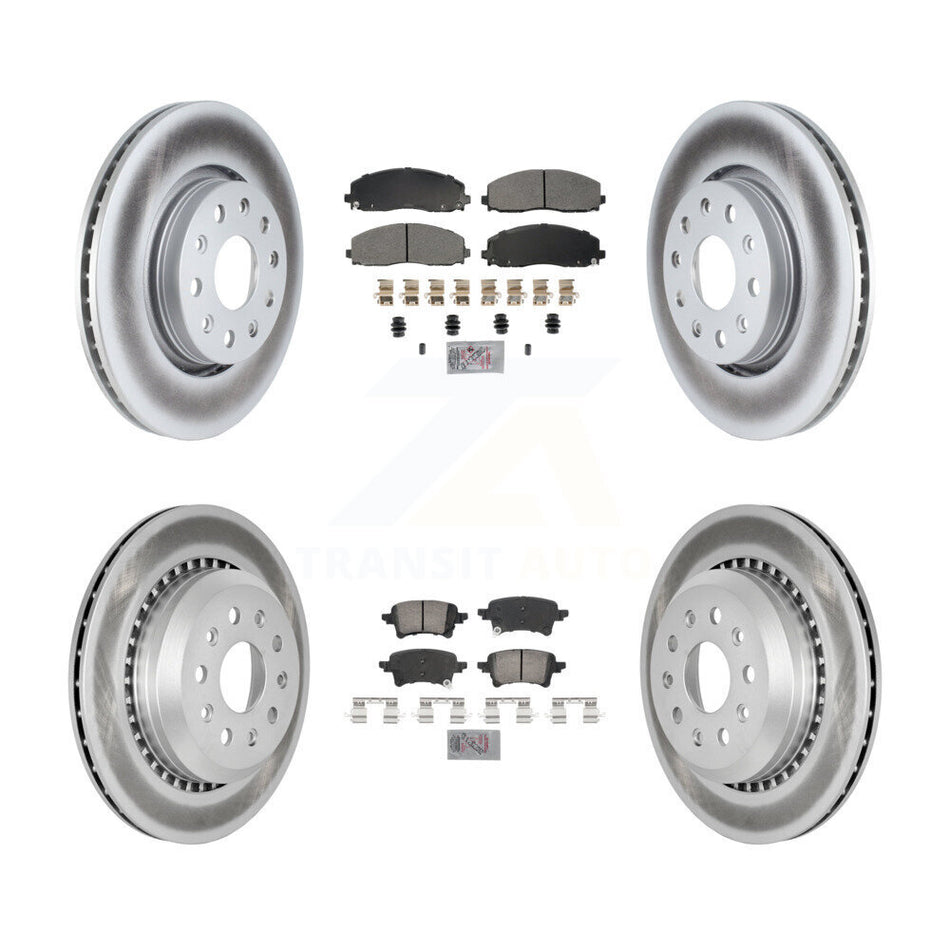 Front Semi-Metallic Rear Ceramic Pad Coated Brake Rotors Kit For 2020-2023 Jeep Gladiator KGA-105788