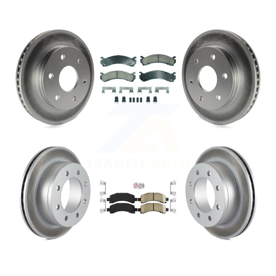 Front Rear Ceramic Pad & Coated Brake Rotor Kit For 2006 GMC Savana 2500 With 7300 Lb GVW KGA-105803