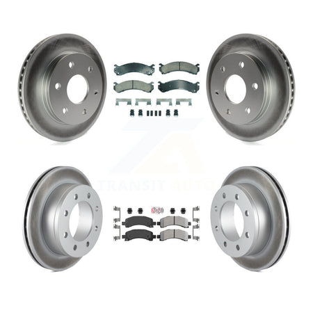 Front Ceramic Rear Semi-Metallic Pad And Coated Disc Brake Rotors Kit For GMC Savana 2500 KGA-105805