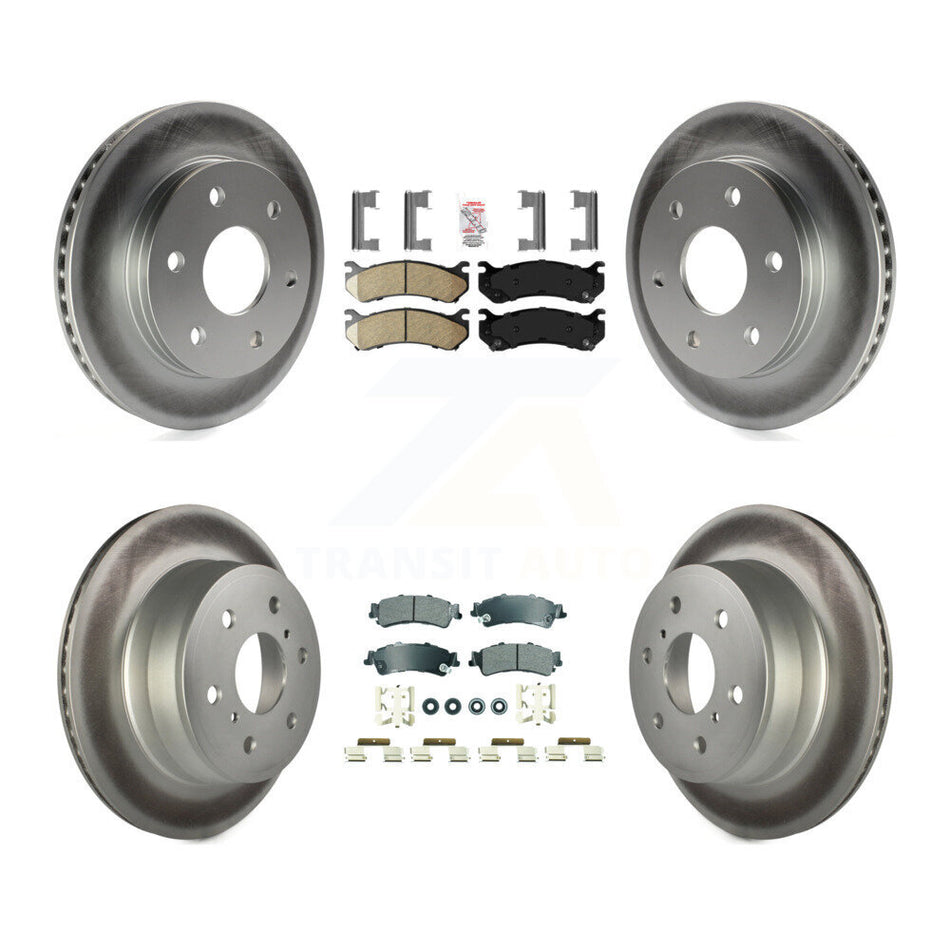 Front Ceramic Rear Semi-Metallic Pad & Coated Brake Rotor Kit For GMC Sierra 1500 Classic KGA-105807