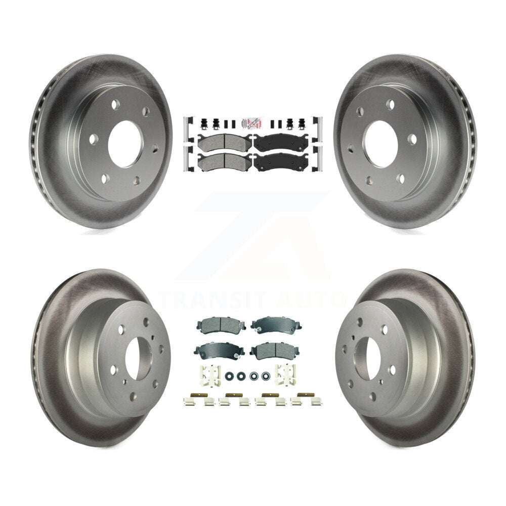 Front Rear Semi-Metallic Pad And Coated Disc Brake Rotors Kit For GMC Sierra 1500 Classic KGA-105808