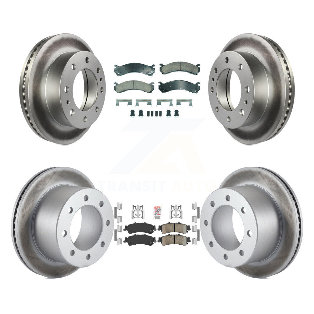 Front Rear Ceramic Pads And Coated Disc Brake Rotors Kit For 2001 GMC Sierra 3500 KGA-105809