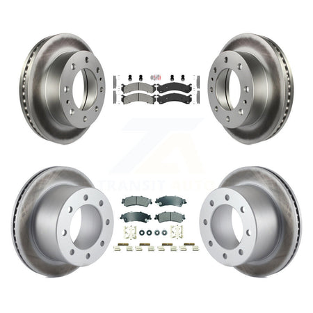 Front Rear Semi-Metallic Pads And Coated Disc Brake Rotors Kit For 2001 GMC Sierra 3500 KGA-105810