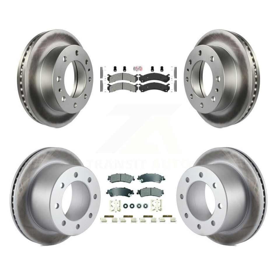 Front Rear Semi-Metallic Pads And Coated Disc Brake Rotors Kit For 2001 GMC Sierra 3500 KGA-105810