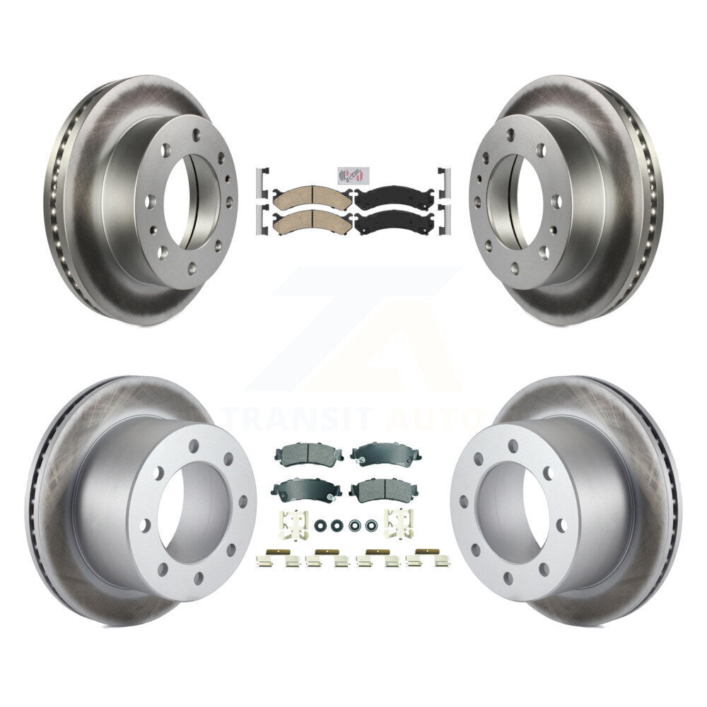Front Ceramic Rear Semi-Metallic Pad Coated Disc Brake Rotor Kit For 2001 GMC Sierra 3500 KGA-105811