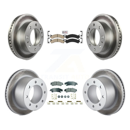 Front Ceramic Rear Semi-Metallic Pad Coated Disc Brake Rotor Kit For 2001 GMC Sierra 3500 KGA-105811
