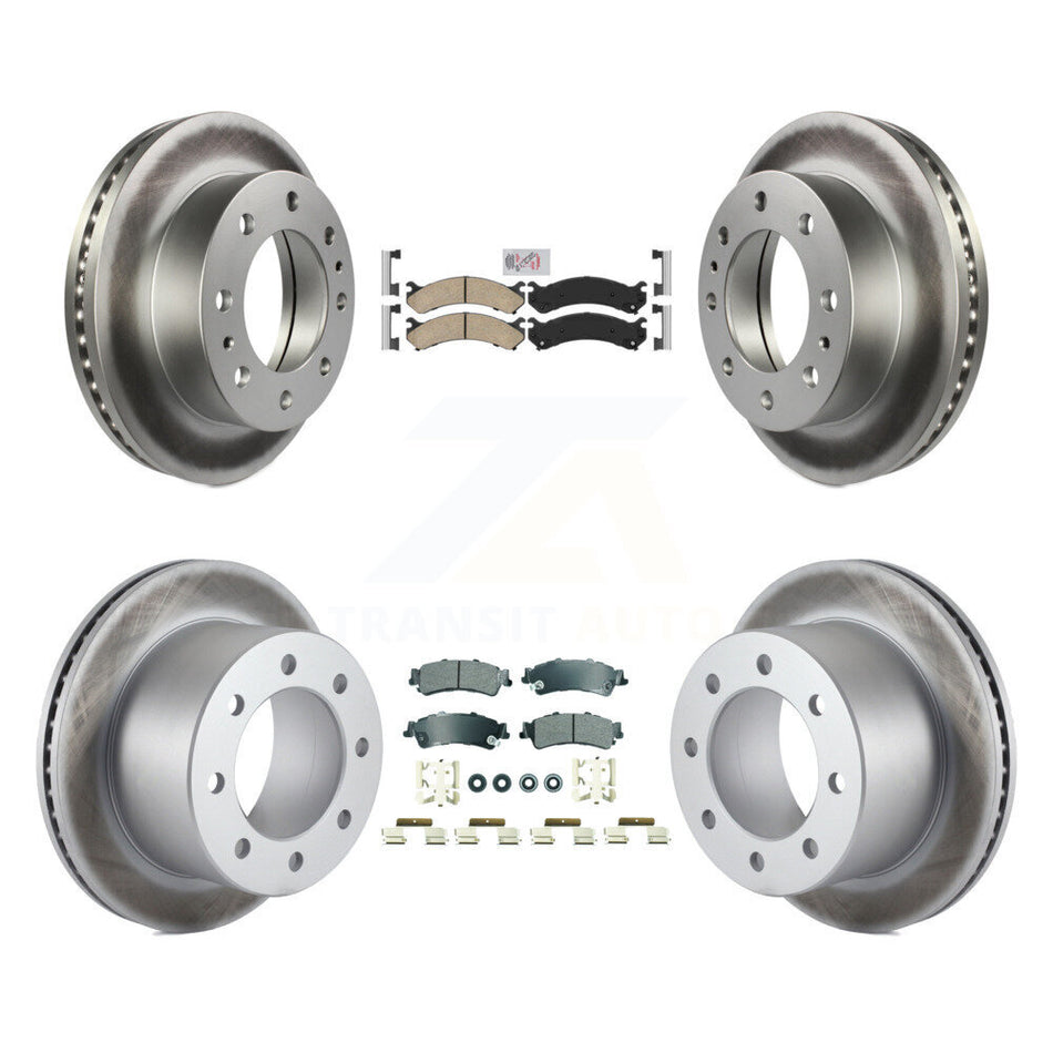 Front Ceramic Rear Semi-Metallic Pad Coated Disc Brake Rotor Kit For 2001 GMC Sierra 3500 KGA-105811