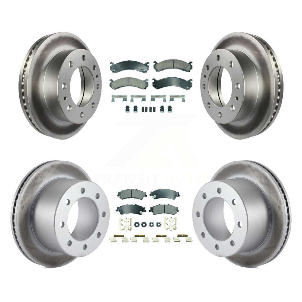 Front Ceramic Rear Semi-Metallic Pad Coated Disc Brake Rotor Kit For 2001 GMC Sierra 3500 KGA-105812