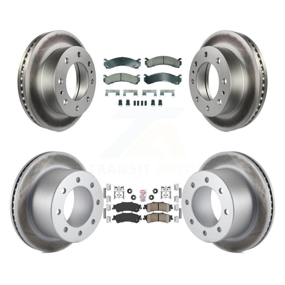 Front Rear Ceramic Pads And Coated Disc Brake Rotors Kit For 2001 GMC Sierra 3500 KGA-105813