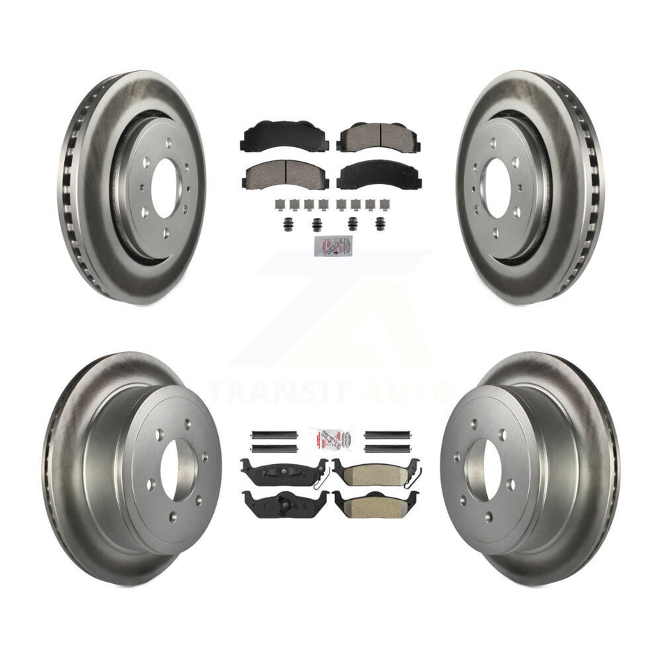 Front Ceramic Rear Semi-Metallic Pads And Coated Disc Brake Rotors Kit For Ford F-150 KGA-105823