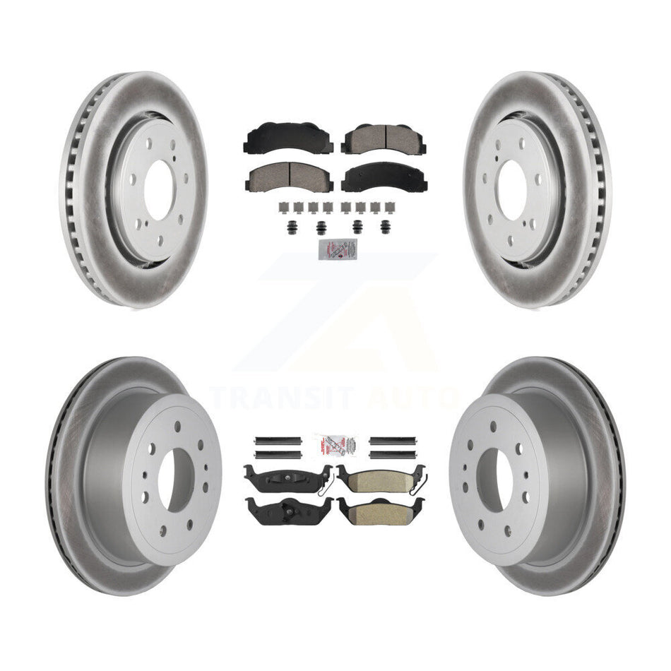 Front Ceramic Rear Semi-Metallic Pads And Coated Disc Brake Rotors Kit For Ford F-150 KGA-105824