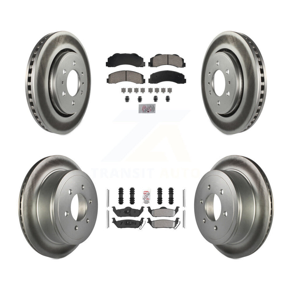 Front Ceramic Rear Semi-Metallic Pads And Coated Disc Brake Rotors Kit For Ford F-150 KGA-105825