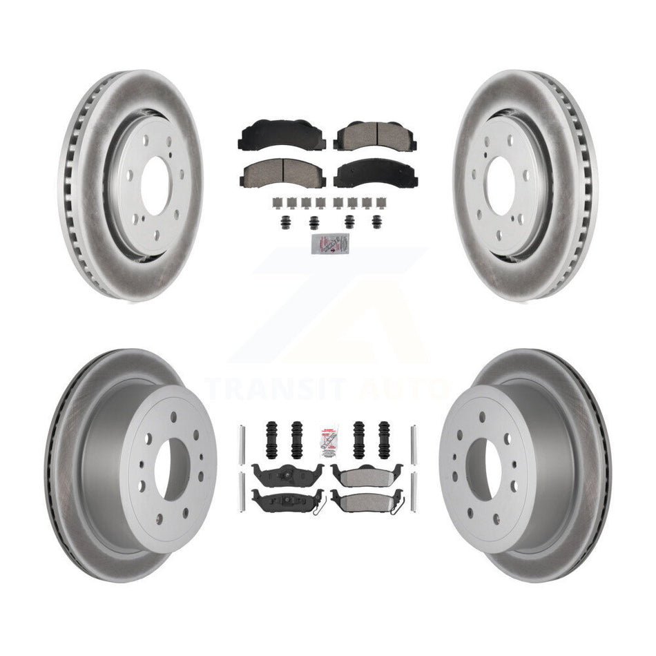 Front Ceramic Rear Semi-Metallic Pads And Coated Disc Brake Rotors Kit For Ford F-150 KGA-105826
