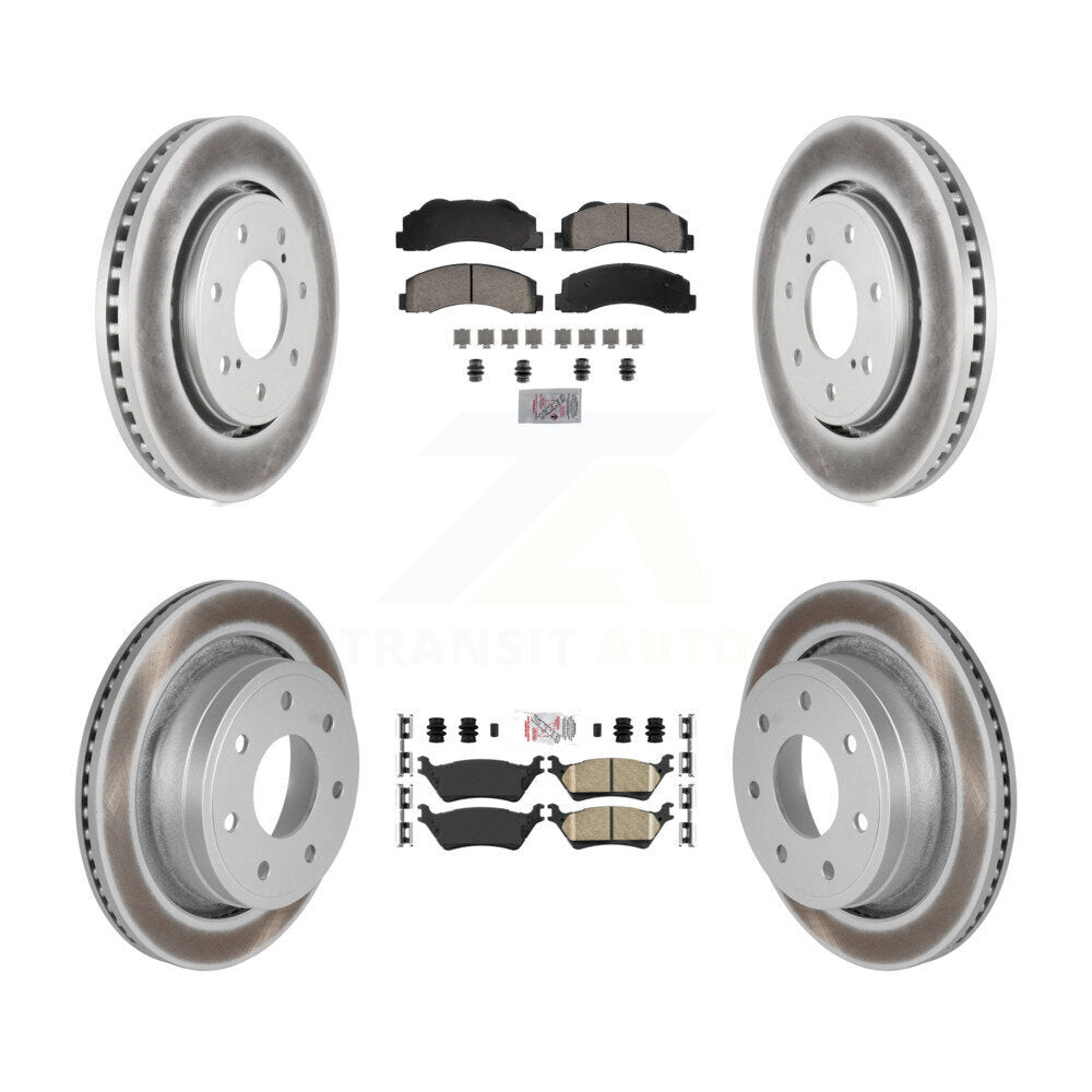 Front Rear Ceramic Pad Coated Brake Rotors Kit For 2012-2014 Ford F-150 With 7 Lug Wheels KGA-105839