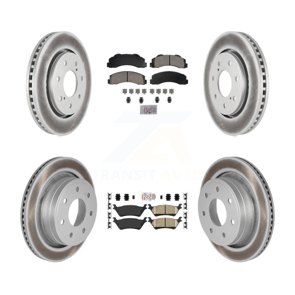 Front Rear Ceramic Pad Coated Brake Rotors Kit For 2012-2014 Ford F-150 With 7 Lug Wheels KGA-105839