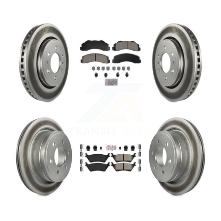 Front Ceramic Rear Semi-Metallic Pads And Coated Disc Brake Rotors Kit For Ford F-150 KGA-105840