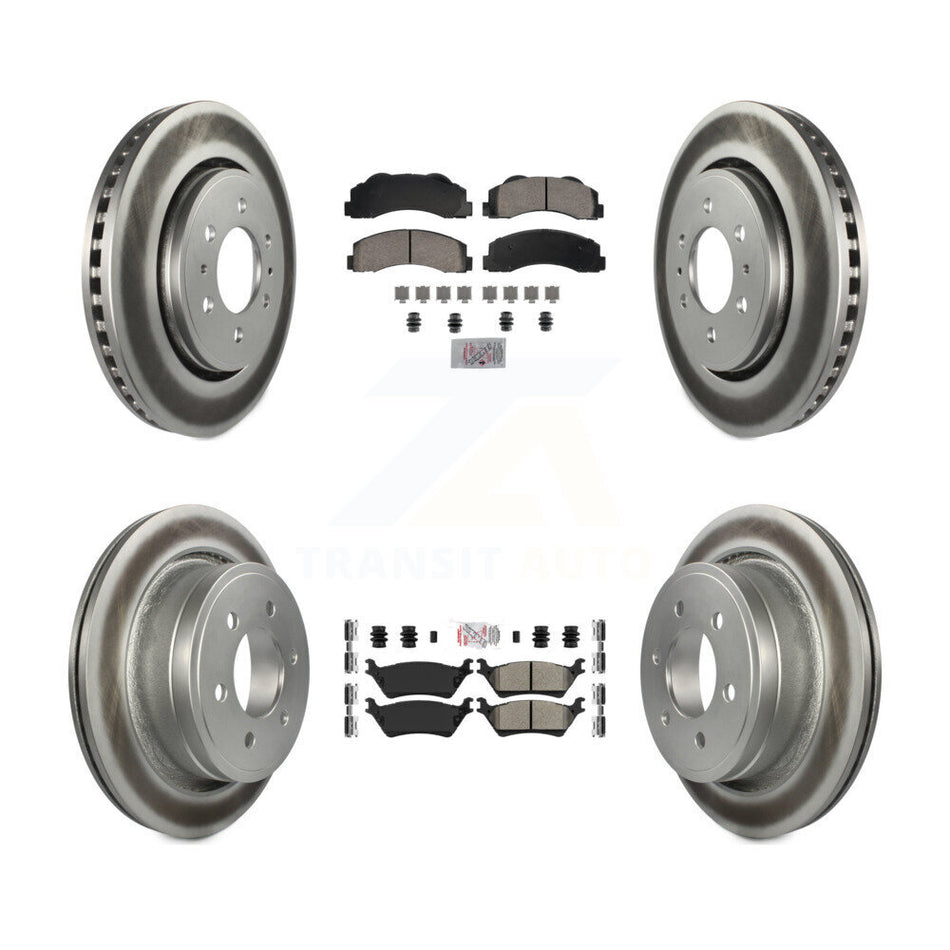 Front Ceramic Rear Semi-Metallic Pads And Coated Disc Brake Rotors Kit For Ford F-150 KGA-105840