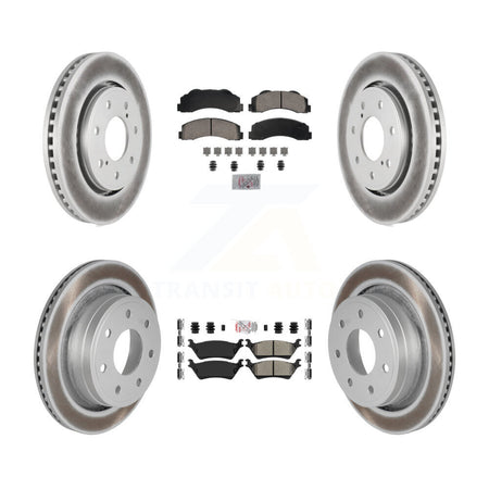 Front Ceramic Rear Semi-Metallic Pads And Coated Disc Brake Rotors Kit For Ford F-150 KGA-105841