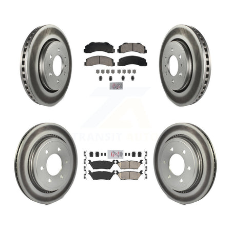 Front Rear Ceramic Pad Coated Brake Rotors Kit For Ford F-150 With Electric Parking KGA-105842