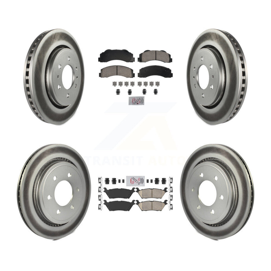 Front Rear Ceramic Pad Coated Brake Rotors Kit For Ford F-150 With Electric Parking KGA-105842