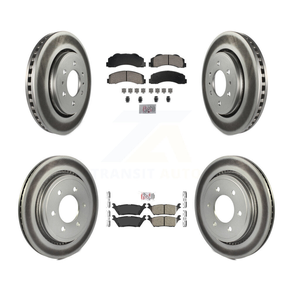 Front Rear Ceramic Pad Coated Brake Rotors Kit For Ford F-150 With Electric Parking KGA-105843