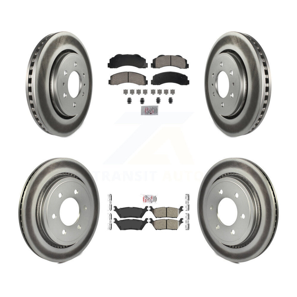 Front Rear Ceramic Pad Coated Brake Rotors Kit For Ford F-150 With Electric Parking KGA-105843