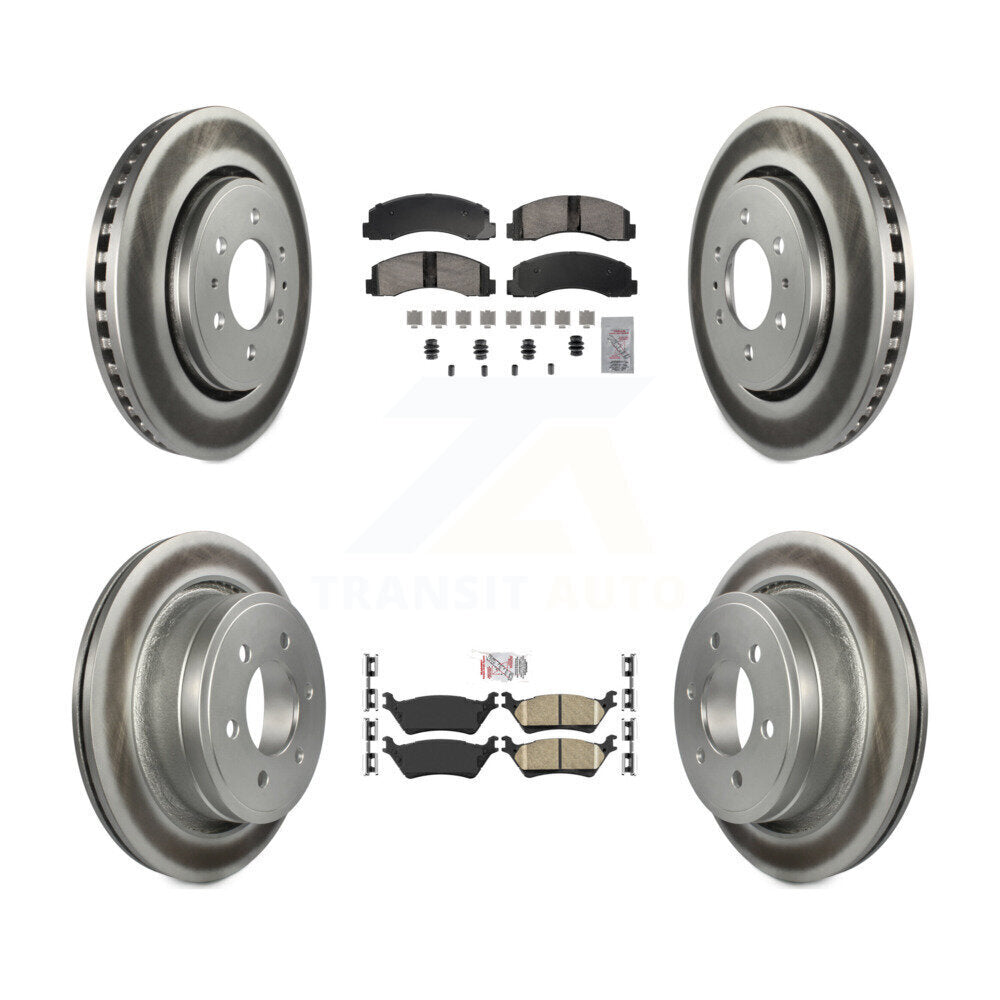 Front Rear Ceramic Pad Coat Disc Brake Rotor Kit For Ford F-150 With Manual Parking KGA-105844
