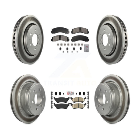 Front Rear Ceramic Pad Coat Disc Brake Rotor Kit For Ford F-150 With Manual Parking KGA-105849