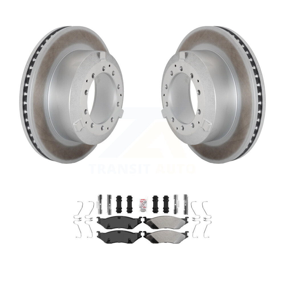 Rear Coat Brake Rotor Semi-Metallic Pad Kit For Ford F-450 Super Duty F-550 International KGA-105876