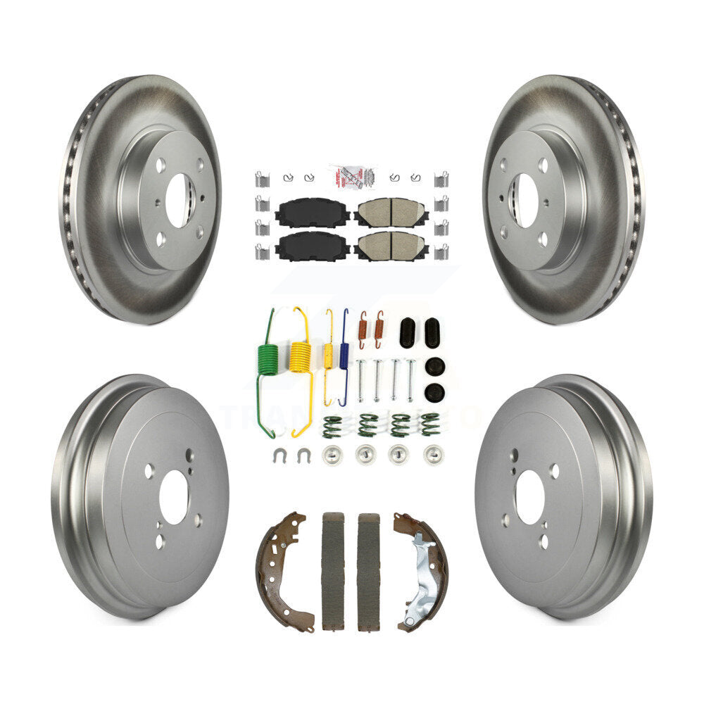 Front Rear Disc Brake Rotors Ceramic Pads And Coated Drum Kit (7Pc) For Toyota Yaris KGA-105910