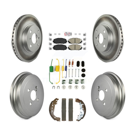 Front Rear Disc Brake Rotors Ceramic Pads And Coated Drum Kit (7Pc) For Toyota Yaris KGA-105910