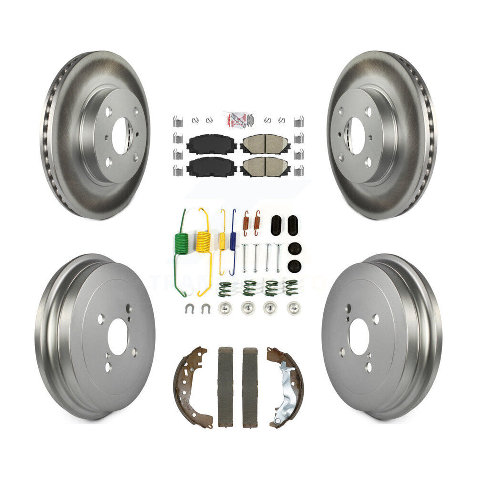 Front Rear Disc Brake Rotors Ceramic Pads And Coated Drum Kit (7Pc) For Toyota Yaris KGA-105911