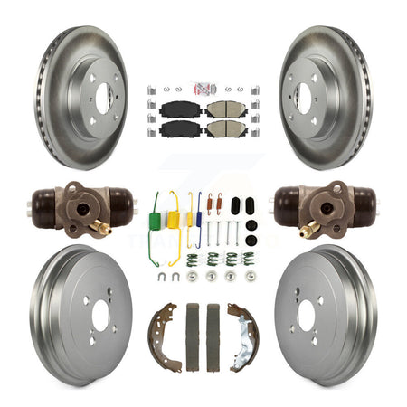 Front Rear Disc Brake Rotors Ceramic Pads And Coated Drum Kit (9Pc) For Toyota Yaris KGA-105915