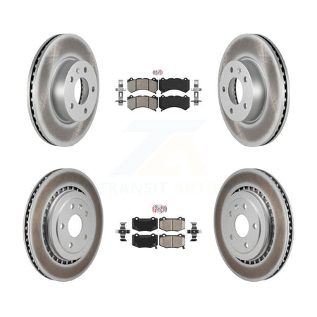 Front Semi-Metallic Rear Ceramic Pad Coated Disc Brake Rotors Kit For 2017 Cadillac ATS V KGA-105966