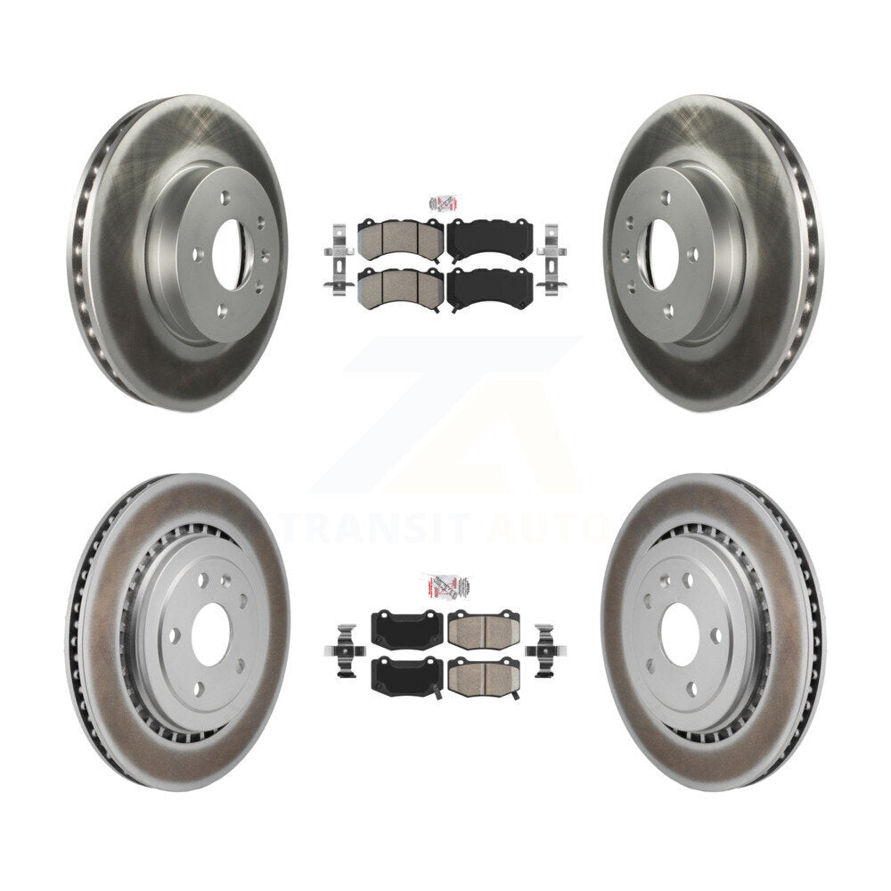 Front Semi-Metallic Rear Ceramic Pads And Coated Disc Brake Rotors Kit For Cadillac ATS V KGA-105967