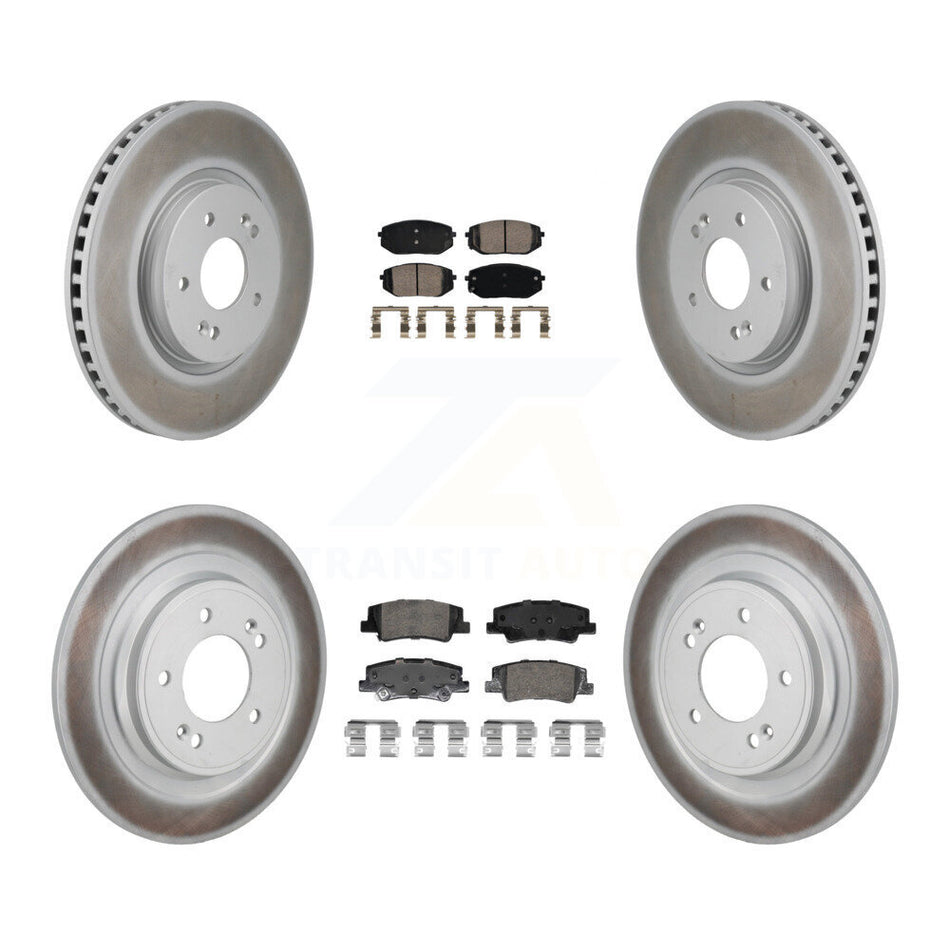 Front Rear Ceramic Pads And Coated Disc Brake Rotors Kit For Hyundai Tucson Kia Sportage KGA-106065