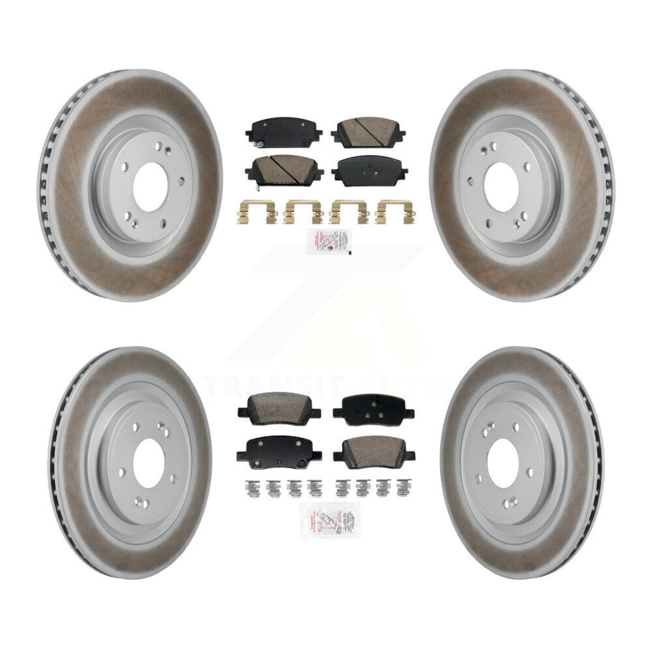 Front Rear Ceramic Pads And Coated Disc Brake Rotors Kit For Hyundai Santa Fe Kia Sorento KGA-106067