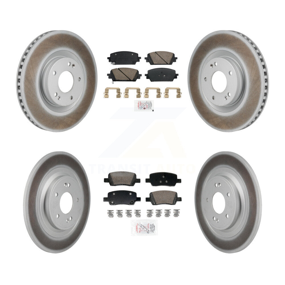 Front Rear Ceramic Pads And Coated Disc Brake Rotors Kit For 2022-2023 Hyundai Santa Cruz KGA-106070