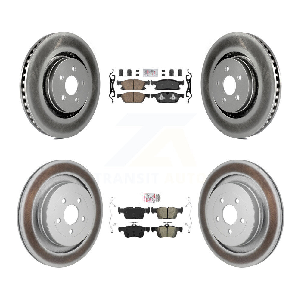 Front Ceramic Rear Semi-Metallic Pad And Coated Disc Brake Rotor Kit For Lincoln Nautilus KGA-106103