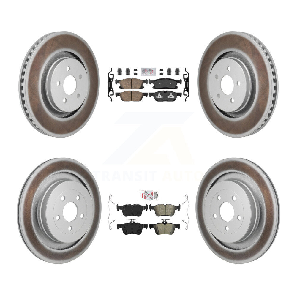 Front Ceramic Rear Semi-Metallic Pad Coat Brake Rotor Kit For 2019 Ford Edge ST with 2.7L KGA-106105