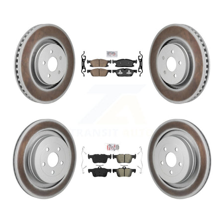 Front Ceramic Rear Semi-Metallic Pad Coat Brake Rotor Kit For 2019 Ford Edge ST with 2.7L KGA-106106