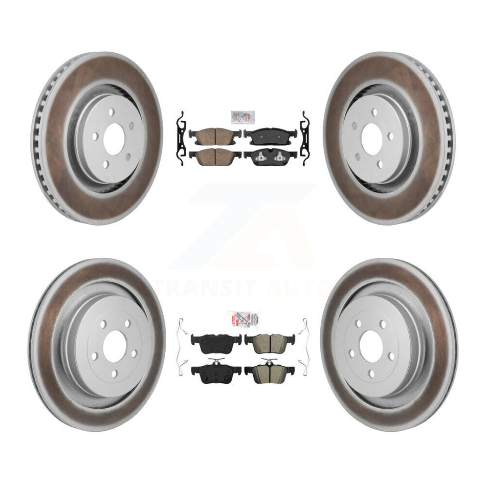 Front Ceramic Rear Semi-Metallic Pad Coat Brake Rotor Kit For 2019 Ford Edge ST with 2.7L KGA-106106