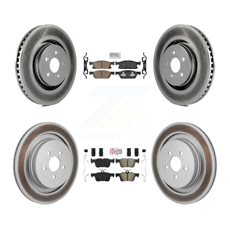 Front Ceramic Rear Semi-Metallic Pad And Coated Disc Brake Rotor Kit For Lincoln Nautilus KGA-106108