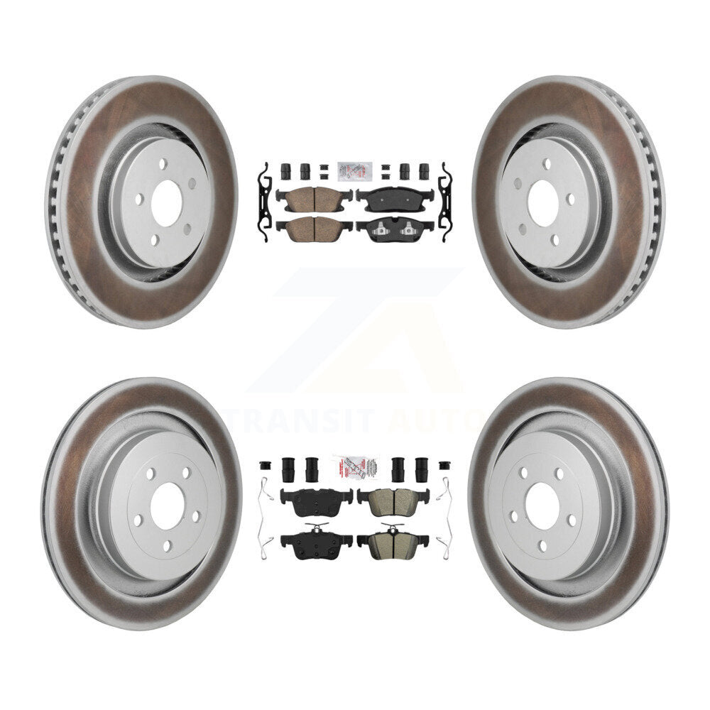 Front Ceramic Rear Semi-Metallic Pad Coat Brake Rotor Kit For 2019 Ford Edge ST with 2.7L KGA-106109
