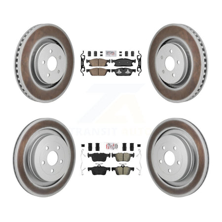 Front Ceramic Rear Semi-Metallic Pad Coat Brake Rotor Kit For 2019 Ford Edge ST with 2.7L KGA-106109