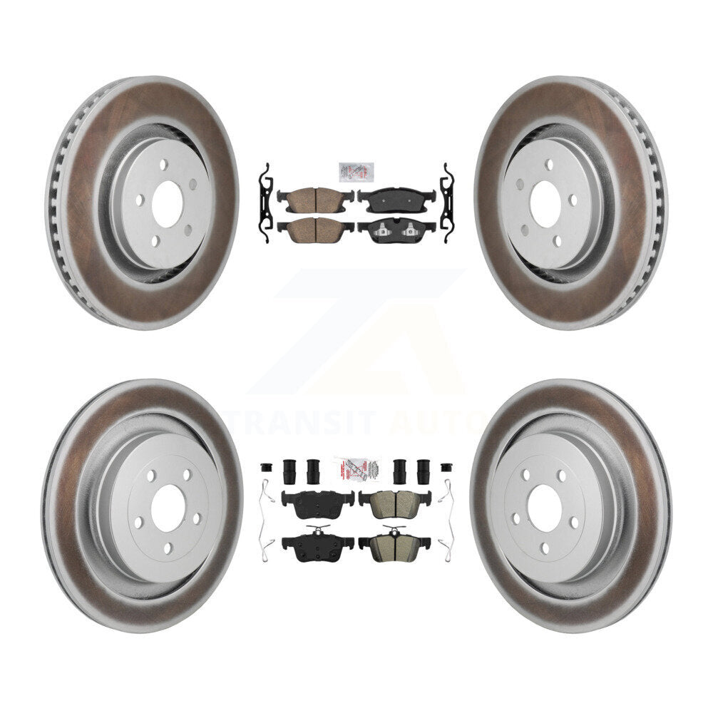 Front Ceramic Rear Semi-Metallic Pad Coat Brake Rotor Kit For 2019 Ford Edge ST with 2.7L KGA-106110