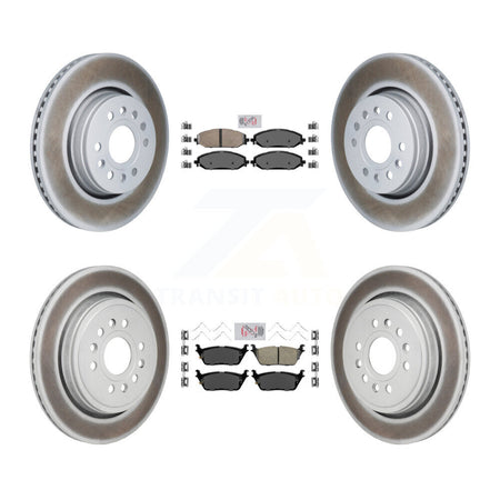 Front Rear Ceramic Pad And Coated Disc Brake Rotor Kit For Ram 1500 Jeep Wagoneer Grand L KGA-106115