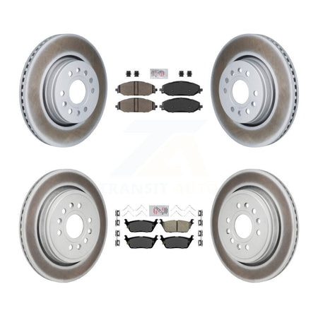 Front Semi-Metallic Rear Ceramic Pad Coated Brake Rotors Kit For Ram 1500 Jeep Wagoneer L KGA-106116