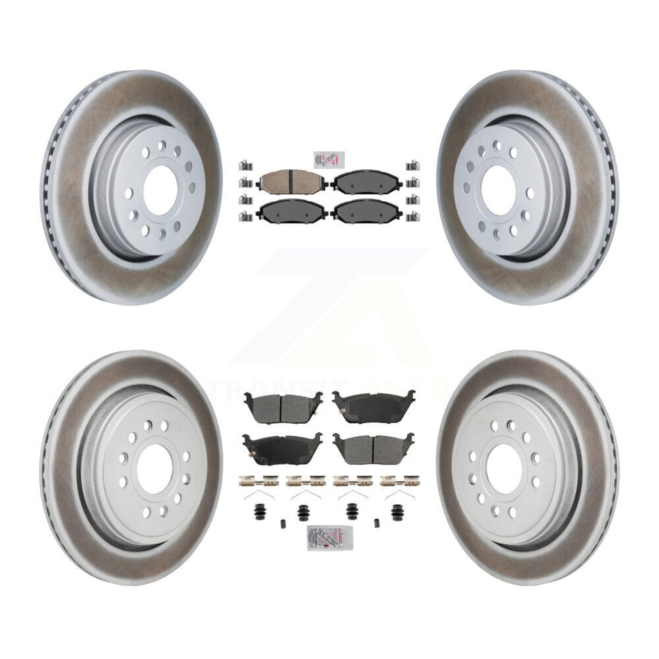 Front Ceramic Rear Semi-Metallic Pad Coated Brake Rotors Kit For Ram 1500 Jeep Wagoneer L KGA-106117